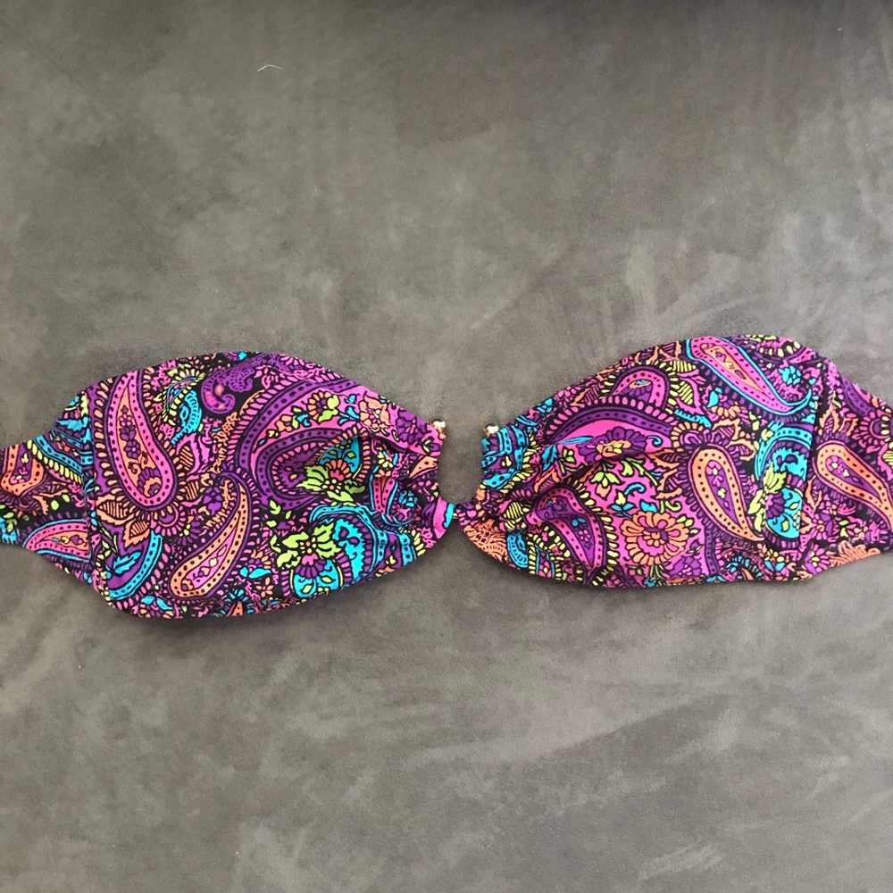Multi color paisley bandeau bikini